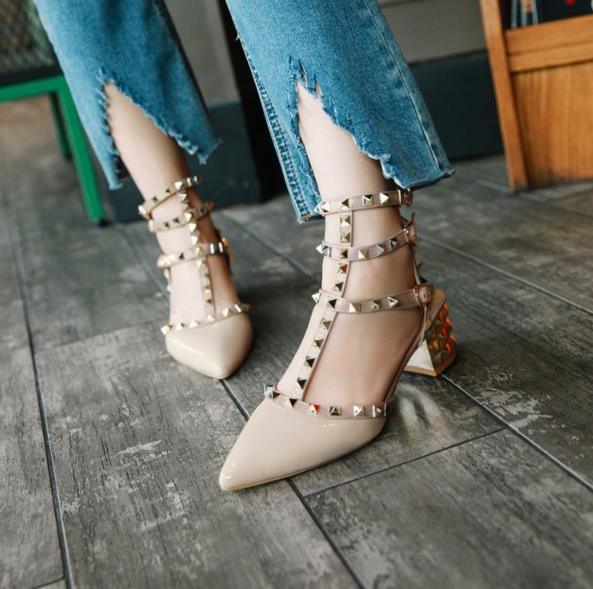 Woman Summer High Heels Valentine Pointed Toe Shoes For Women Luxury Heels For Women Sandals Strappy Heels Closed Toe Pointy Heels With Adjustable Strap