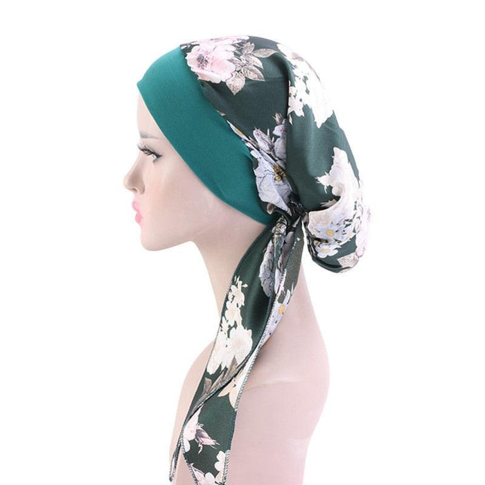 Fashion Printed Flowers Soft Beanie Turban Hat Inner Hijabs Cap Muslim Head Scarf Turban Bonnet Ladies Wrap Under Hijab Caps For Women