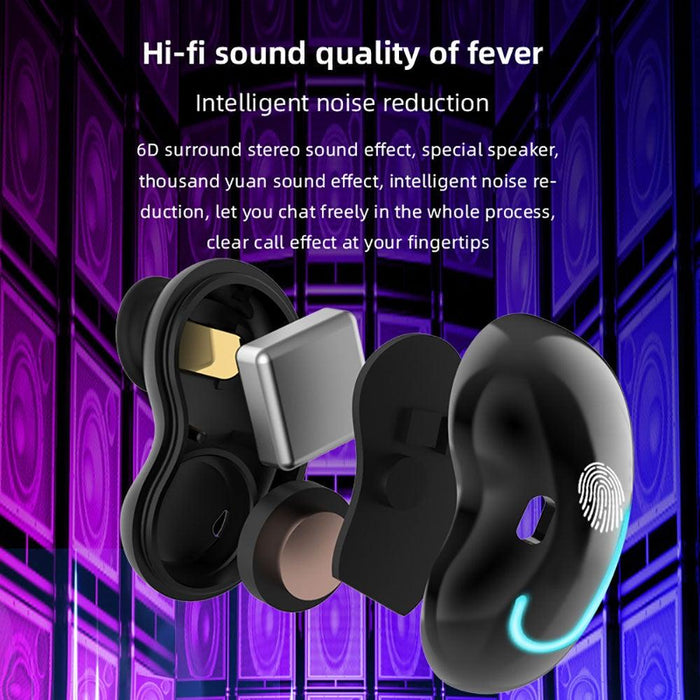 Sports Black Headphones Wireless Wearable Music Player Built-in Memory Sweatproof  WaterproofWireless Bluetooth Headphones 5.1 Gaming Headset In Ear HiFi Sports Noise Cancel Earphone For Smartphones LED Display For Sports Running Workout