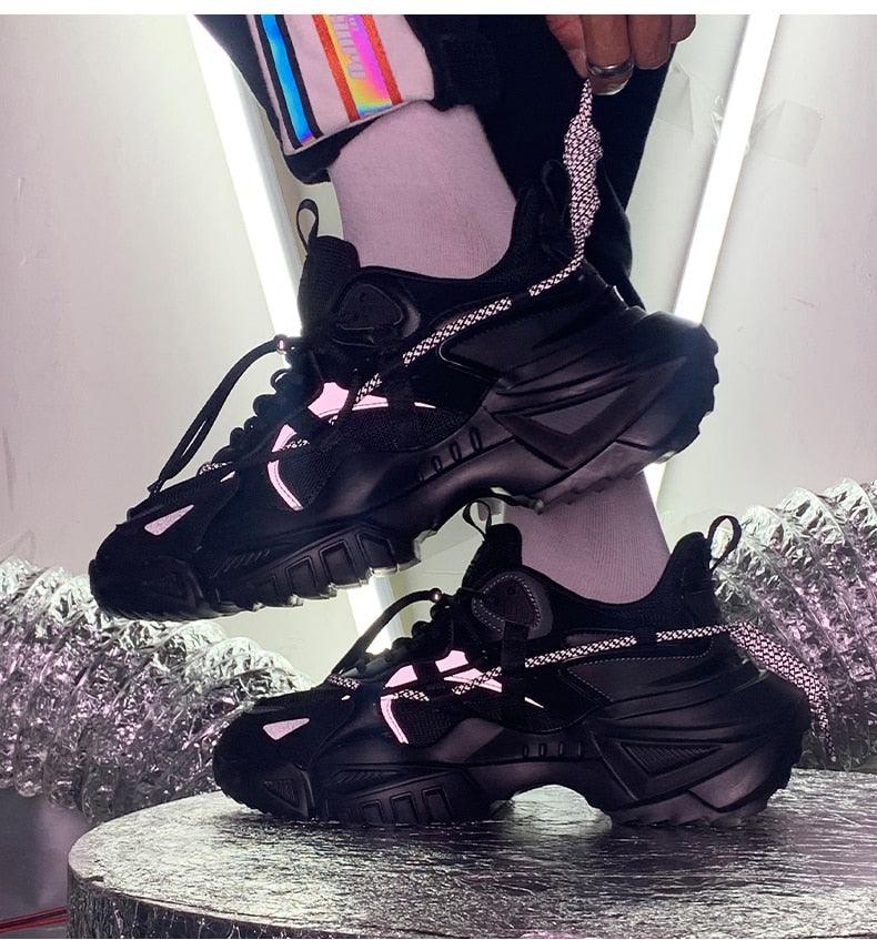 Mens Strong Casual Fashion Chunky Sneakers Height Increasing Spring Thick Sole Footwear Fashion High Quality Sneakers Slip on Walking Shoes High Top Casual Shoes For Men