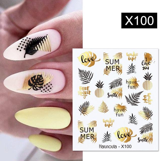 Spring Simple Green Theme Water Decal Sticker Flower Leaf Tree Summer Slider For Manicuring Nail Art Watermarks Art Decoration Manicure Tools Nail Watermark Decals iridescent Decoration Nail Self-Adhesive Decals Nail Stickers Water Transfer Fresh Nail