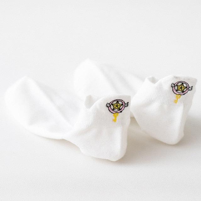 Cartoon Anime Embroidered Boat Socks Ins Trend Moon Cute Sweet Cat Socks Slippers Happy Funny Cotton Girl Socks Cute Short Boat Socks For Men And Women