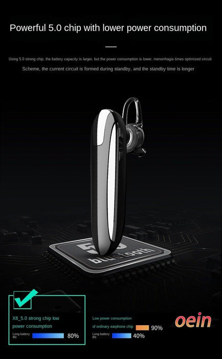 Bluetooth Headset Bluetooth 5.0 Earpiece Dual Mic Noise Cancelling Bluetooth Earpiece 16Hrs Talktime Wireless Headset Hands-Free Earphone for Truck Driver Handsfree Headphones Mini Wireless Earphone Earbud Earpiece