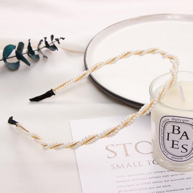 Simulation Pearl Hairbands Women Hair Accessories Korean Handmade Bow Flower Hoops Headband Wedding Ornaments Gorgeous Hair Accessories For Women