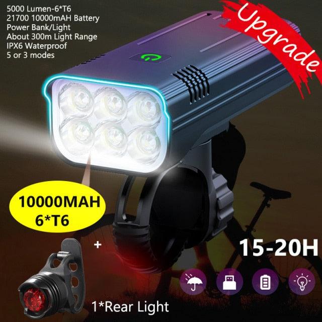 10000mAh Bike Light USB Rechargeable 5000 Lumens Bike Headlight LED Super Bright Front Lights And Back Rear Light Set For Night Riding Bicycle Lights Front And Back Rechargeable With 3 Modes