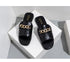 Summer New Women Slippers Open-Toe Flat Slippers Fashion Buckle Beach Slides Casual Flip Flops Women Shoes Slip On Comfortable Pointed Toe Loafers Women Luxury Black Sandals