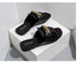 Summer New Women Slippers Open-Toe Flat Slippers Fashion Buckle Beach Slides Casual Flip Flops Women Shoes Slip On Comfortable Pointed Toe Loafers Women Luxury Black Sandals