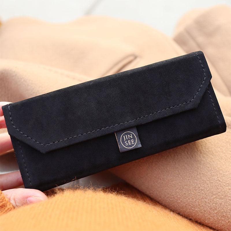 Velvet Triangle Folding Glasses Women Case Elegant Sunglasses Case Foldable Glasses Case Triangle Sunglasses Cases PU Portable Eyeglass Case For Men Women