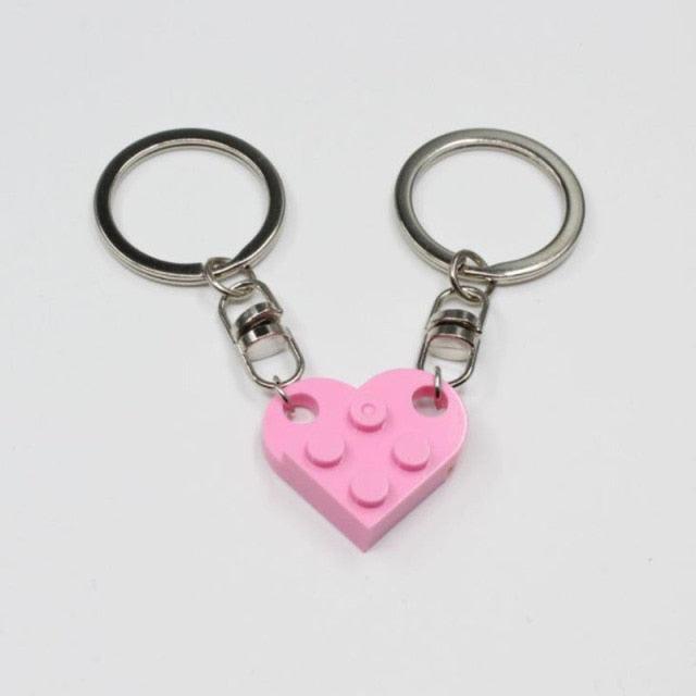 Cute Matching Elements Heart Colorful  Love Heart Brick Keychain Set For Couples Friendship Girl Boy Key Ring Birthday Jewelry Gift Women Men Matching Keychains for Couples Best Friends Birthday Xmas Gifts