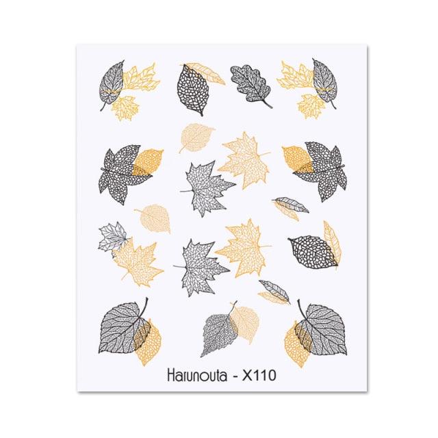 Black Lines Flower Leaves Water Decals Stickers Floral Face Marble Pattern Slider For Nails Summer Nail Art Decoration Summer Stickers on Nails Simple Summer Slider for Manicure Nail Art Watermark Manicure Decor