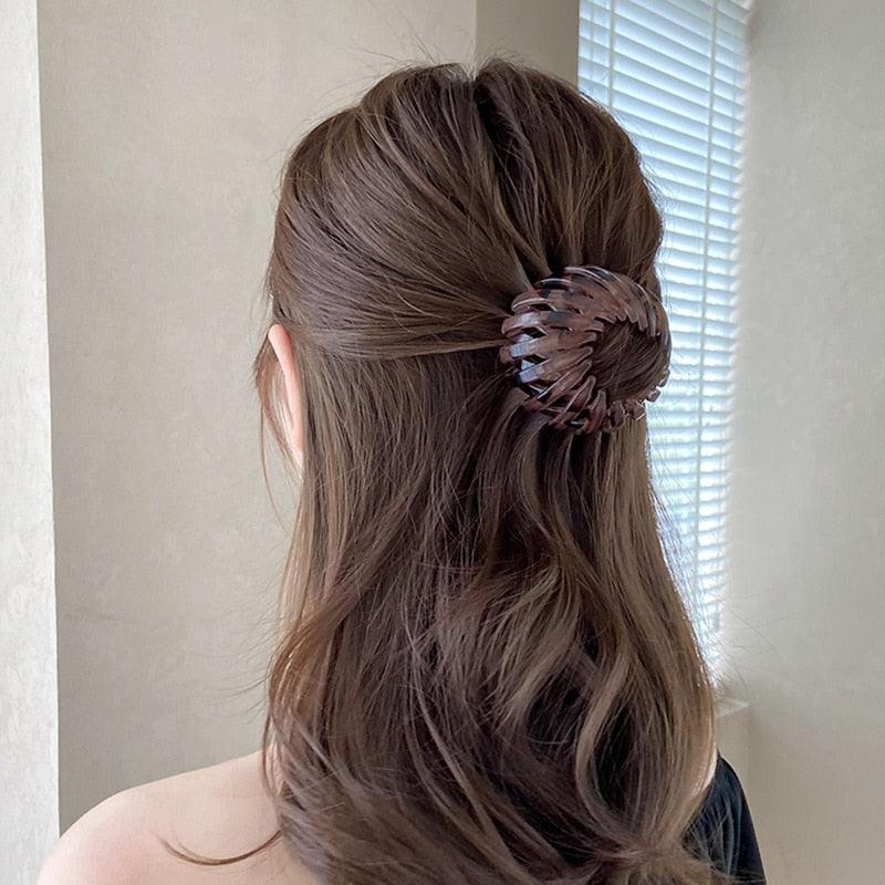 New Fashion Women Bun Hair Claw Horsetail Buckle Hair Clip Bird Nest Expanding Hair Accessories Female Ponytail Hair Accessories For Women