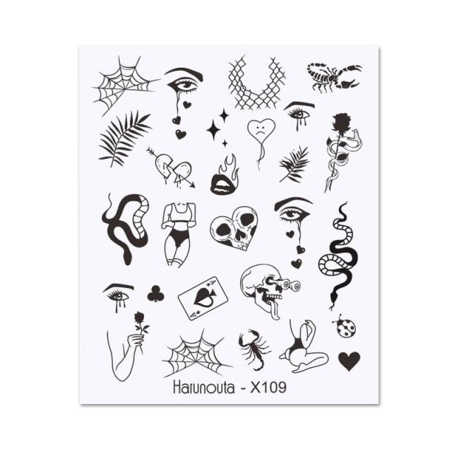 Water Nail Stickers Women Face Sketch Abstract Butterfly Image Sexy Girl Nail Art Decor Sliders Manicures For Nails Decoration Decal Self-Adhesive 3D Wave Design Decoration for Women Girls Tape Nail Art Stickers Decal Decoration