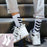1 Pair Brand New Fashion Pure Cotton Black White Crew Unisex Socks Sports High Skateboard Blaze Street Wear Happy Long Warm Winter And Autumn Socks For Men And Women