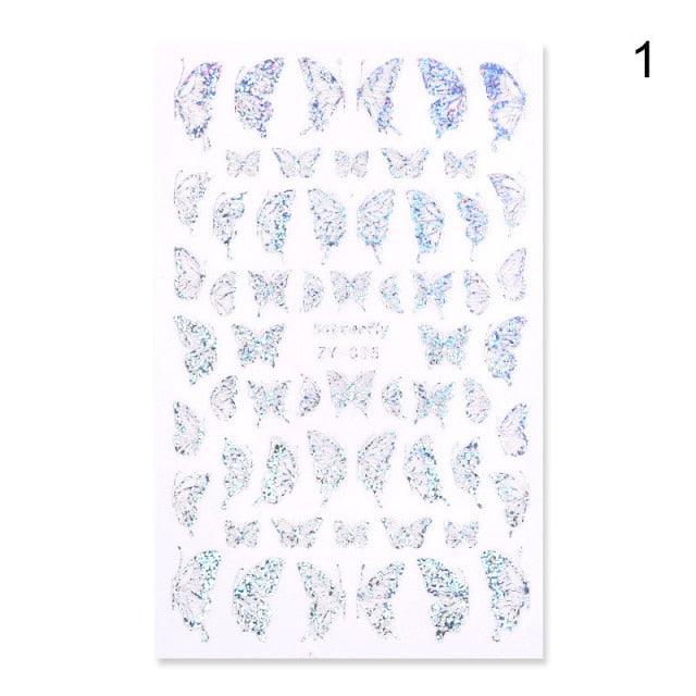 Blue Butterfly 3D Nail Stickers Flowers Leaves Self Adhesive Transfer Sliders Wraps Manicures Foils Decorations Decoration Tattoo Manicure Transfer Nail Decals Flowers Butterfly Designs Nails Supply Manicure Tips Design Nail Decoration