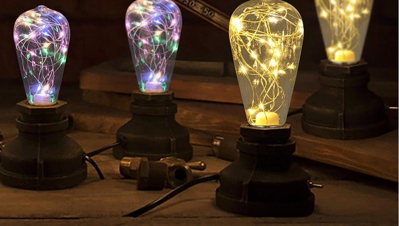 New Color LED Edison String Light Bulb Warm Colorful Lighting LED Copper Wire Bulb Home Decor Holiday Night Light Lamp Decorative Filament String Light Bulb For Bathroom Bedroom