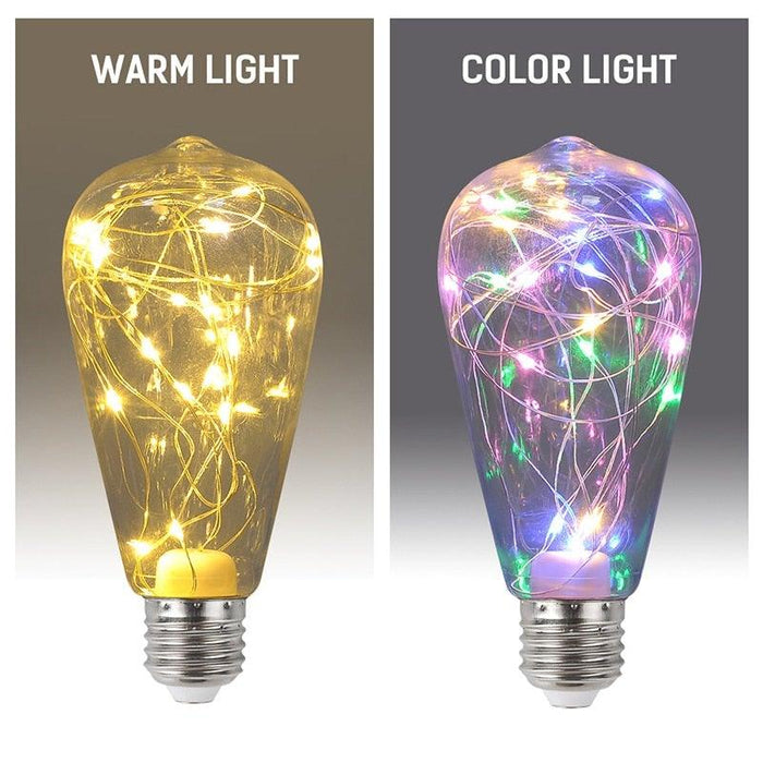 New Color LED Edison String Light Bulb Warm Colorful Lighting LED Copper Wire Bulb Home Decor Holiday Night Light Lamp Decorative Filament String Light Bulb For Bathroom Bedroom