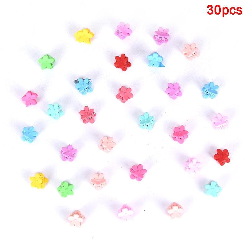 30pcs/lot Cute Candy Color Fashion Hairclips Baby Girls Small Hair Claw Flower Blossoms Jaw Clip Children Gorgeous Hair Accessories For Women