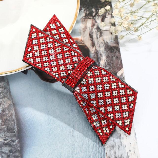 Crystal Big Bow Barrettes Hair Clips For Women Ponytail Holder Girls Hair Accessories Rhinestone Hairpins Fashion Hairgrips Band Accessories For Party