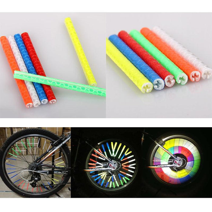 12Pcs Bicycle Light Rim Radio Clip Light Safety Warning Light Strip Safety Cycling Reflective Reflector Bike Accessories Mount Clip Tube Warning Strip Waterproof Bicycle Spoke Reflectors