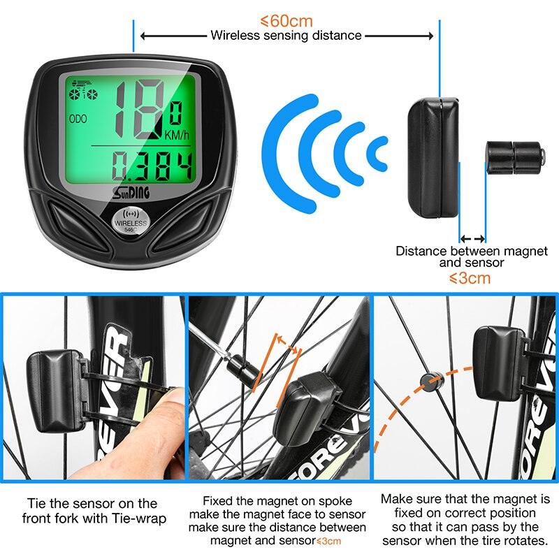 Bike Computer Wireless Waterproof Bicycle Computer 16 Functions Speed Cycle Speedometer Waterproof Wireless Bicycle Bike Computer And Cycling Odometer With Multi-Function LCD Backlight Display