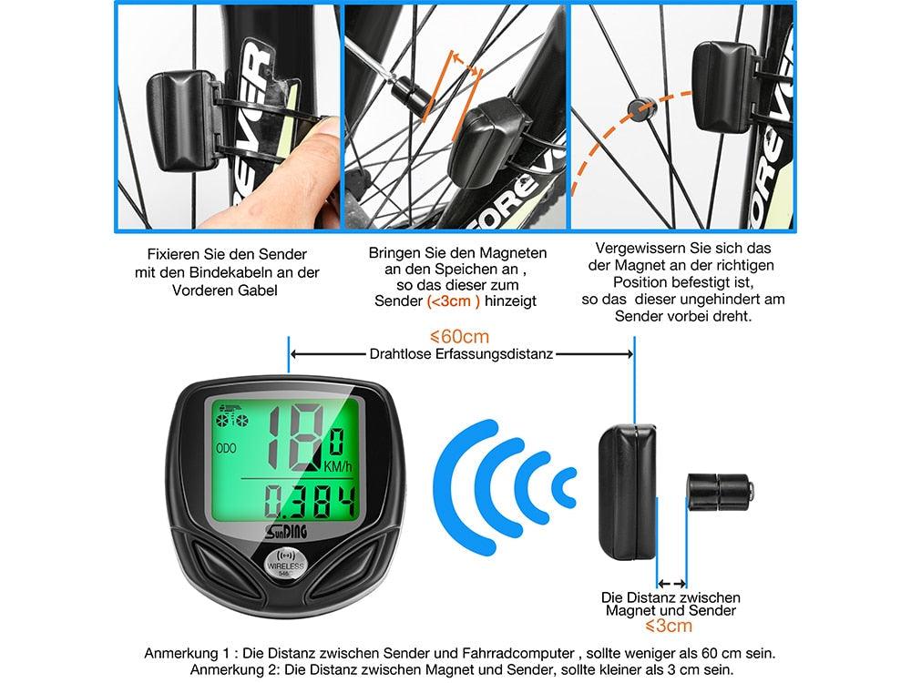 Bike Computer Wireless Waterproof Bicycle Computer 16 Functions Speed Cycle Speedometer Waterproof Wireless Bicycle Bike Computer And Cycling Odometer With Multi-Function LCD Backlight Display