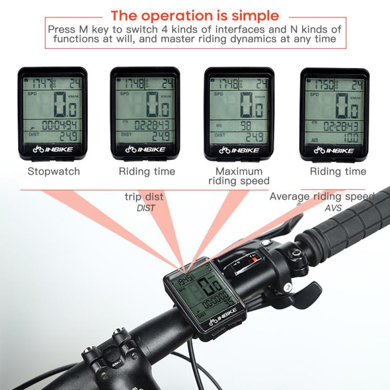 LCD Bike Code Meter Wired Wireless Mountain Bike Speedometer Bicycle Odometer Cycling Multifunctional And Waterproof Smart Backlight HD Digital LCD Big Display Auto Power Off And Wake-up Speedometer