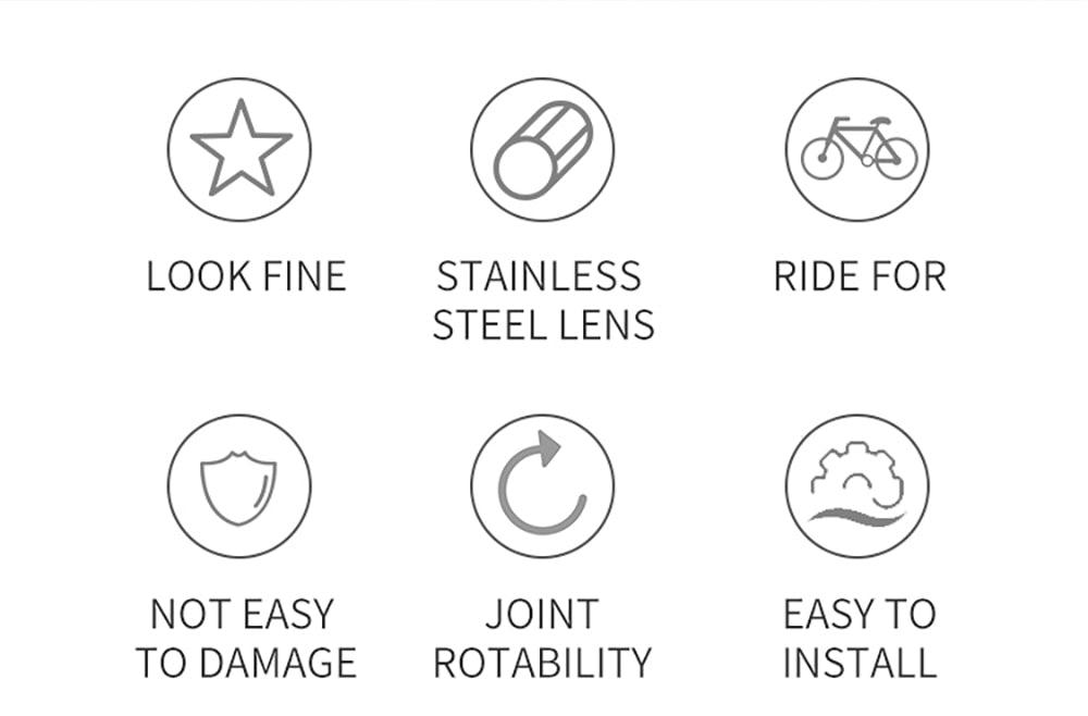 Bike Wide Range Back Sight Reflector Bike Mirror Bicycle Handlebar Rear View Mirror Bike Rear view Mirror Left With Light Reflector Safer No-Shock Bicycle Mirror Rearview Mirror Universal For Bike Bicycle