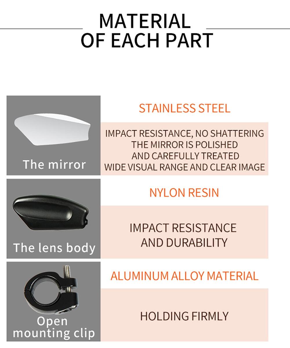 Bike Wide Range Back Sight Reflector Bike Mirror Bicycle Handlebar Rear View Mirror Bike Rear view Mirror Left With Light Reflector Safer No-Shock Bicycle Mirror Rearview Mirror Universal For Bike Bicycle
