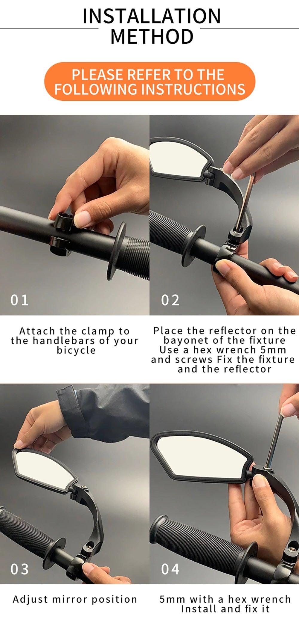 Bike Wide Range Back Sight Reflector Bike Mirror Bicycle Handlebar Rear View Mirror Bike Rear view Mirror Left With Light Reflector Safer No-Shock Bicycle Mirror Rearview Mirror Universal For Bike Bicycle