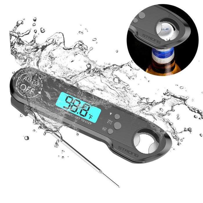 Professional Waterproof Digital Food Thermometer Pyrometer with Folding Foldable Probe Waterproof Digital Instant Read Meat Thermometer with 4.6” Folding Probe Backlight & Calibration Function for Cooking Food Candy BBQ Grill for Kitchen Food Cooking