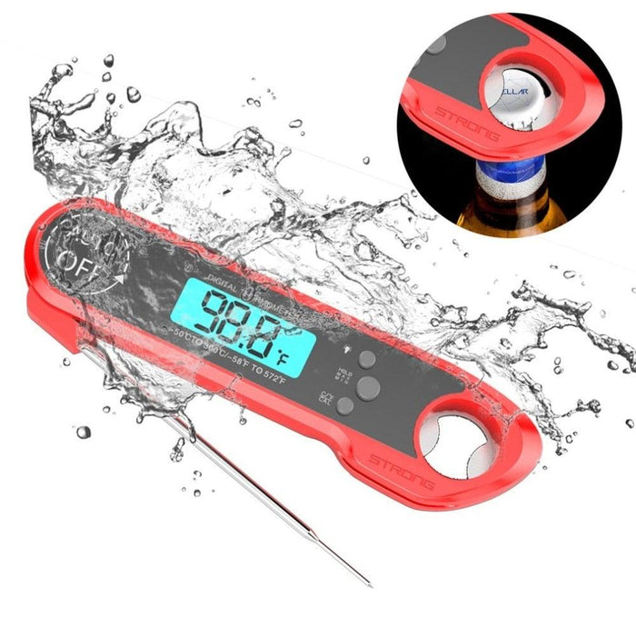 Professional Waterproof Digital Food Thermometer Pyrometer with Folding Foldable Probe Waterproof Digital Instant Read Meat Thermometer with 4.6” Folding Probe Backlight & Calibration Function for Cooking Food Candy BBQ Grill for Kitchen Food Cooking