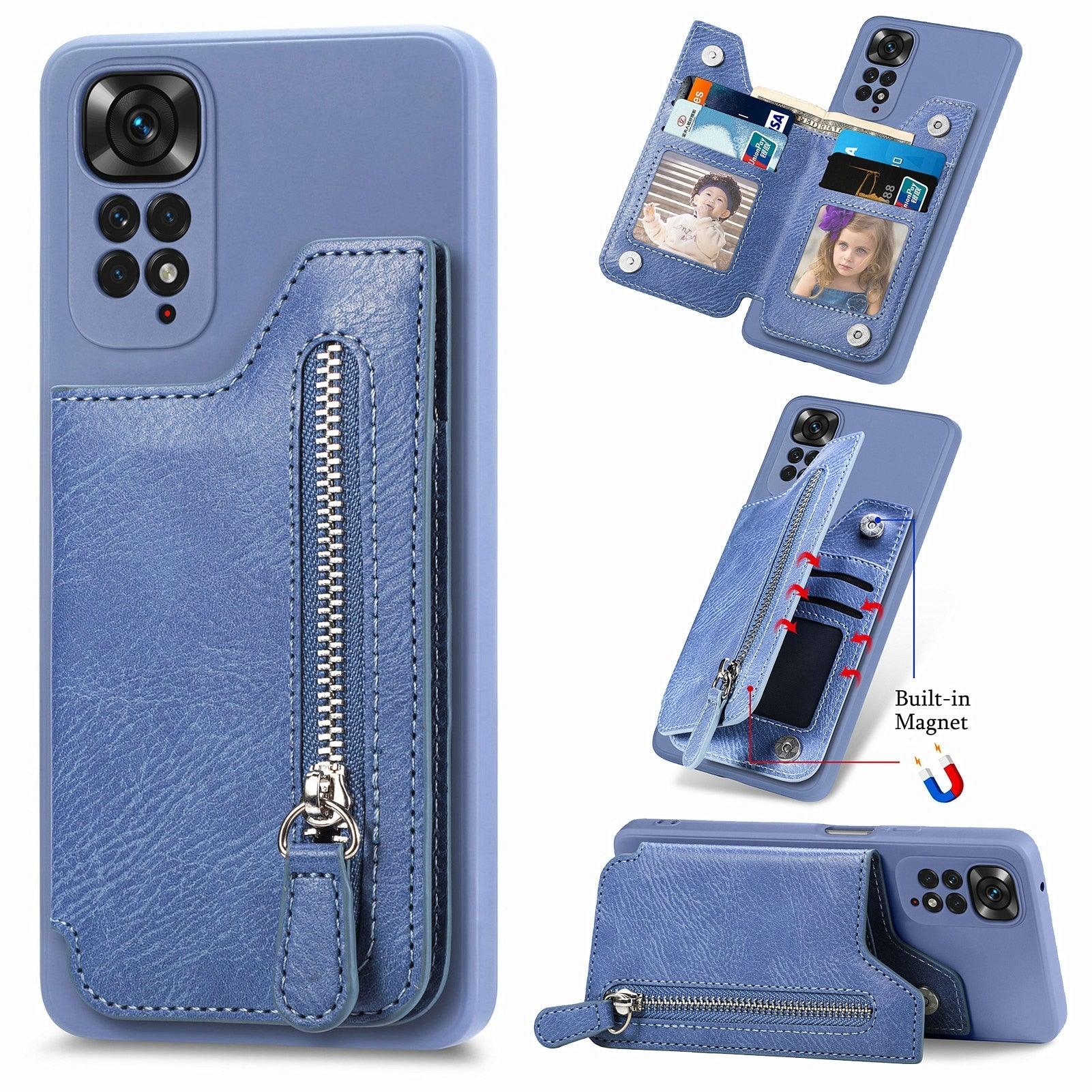 PU Leather Folding Magnetic Closure Purse Flip Phone Card Holder Leather Wallet Magnetic Case For XiaoMi Redmi Note 11 11S 11E 10C X4 Pro 5G 12 Pro 12X POCO X3 NFC Bag Cover