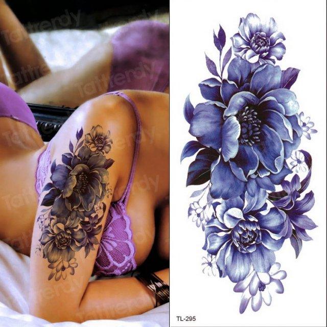 Purple 3D Flower Tattoos Waterproof Luxury Tattoo Rose Lotus Flower Body Art Fashion Stickers For Womens - STEVVEX Beauty - 103, 3D Tattoo, Arm Tattoo, Beauty, Big Tattoo, Body Tattoo, Colorful Tattoo, Fashion Tattoo, Flower Tattoo, Girls Tattoo, Leg Tattoo, Luxury Tattoo, Realistic Tattoo, Red Flower Tattoo, Stylish Tattoo, Tattoo, Waterproof Tattoo, Wedding Tattoo, Women Tattoo, Womens Tattoo - Stevvex.com