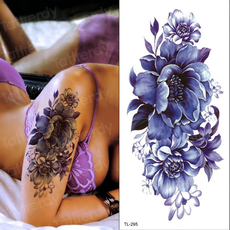 Purple 3D Flower Tattoos Waterproof Luxury Tattoo Rose Lotus Flower Body Art Fashion Stickers For Womens - STEVVEX Beauty - 103, 3D Tattoo, Arm Tattoo, Beauty, Big Tattoo, Body Tattoo, Colorful Tattoo, Fashion Tattoo, Flower Tattoo, Girls Tattoo, Leg Tattoo, Luxury Tattoo, Realistic Tattoo, Red Flower Tattoo, Stylish Tattoo, Tattoo, Waterproof Tattoo, Wedding Tattoo, Women Tattoo, Womens Tattoo - Stevvex.com