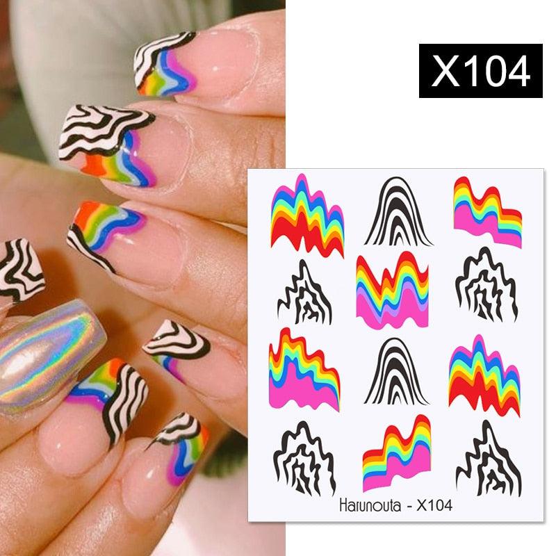 Rainbow Wave Love Heart Pattern Water Decals Stickers Butterfly Dragon Geometry Slider For Nails Art Decoration Tip Water Transfer Nail Decals Sticker For Pretty Girl Self-Adhesive Nail Decals Designer Nail Stickers for Acrylic