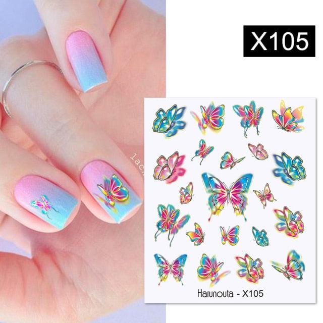 Rainbow Wave Love Heart Pattern Water Decals Stickers Butterfly Dragon Geometry Slider For Nails Art Decoration Tip Water Transfer Nail Decals Sticker For Pretty Girl Self-Adhesive Nail Decals Designer Nail Stickers for Acrylic