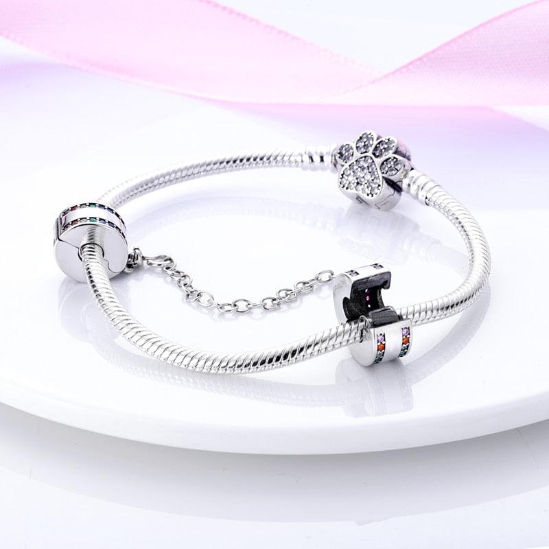 Real 925 Sterling Silver Stars & Moon Sunflower Safety Chains Spacer Beads Charms Fit 925 Original Bracelets Jewelry Charms Fit for Bracelet Jewelry Accessories