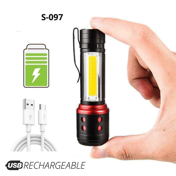 Rechargeable Adjustable LED Flashlight with Worklight Mini LED 4 Lighting Modes Flashlight with Water-Resistant COB Side Light Portable Zoomable High Lumens Lamp For Camping Hiking - STEVVEX Lamp - 200, Flashlight, Gadget, Headlamp, Headlight, lamp, Rechargeable Flashlight, Rechargeable Headlamp, Rechargeable Headlight, Rechargeable Headtorch, Rechargeable Torchlight, Waterproof Flashlight, Waterproof Headlamp, Waterproof Headlight, Waterproof Headtorch, Waterproof Torchlight - Stevvex.com