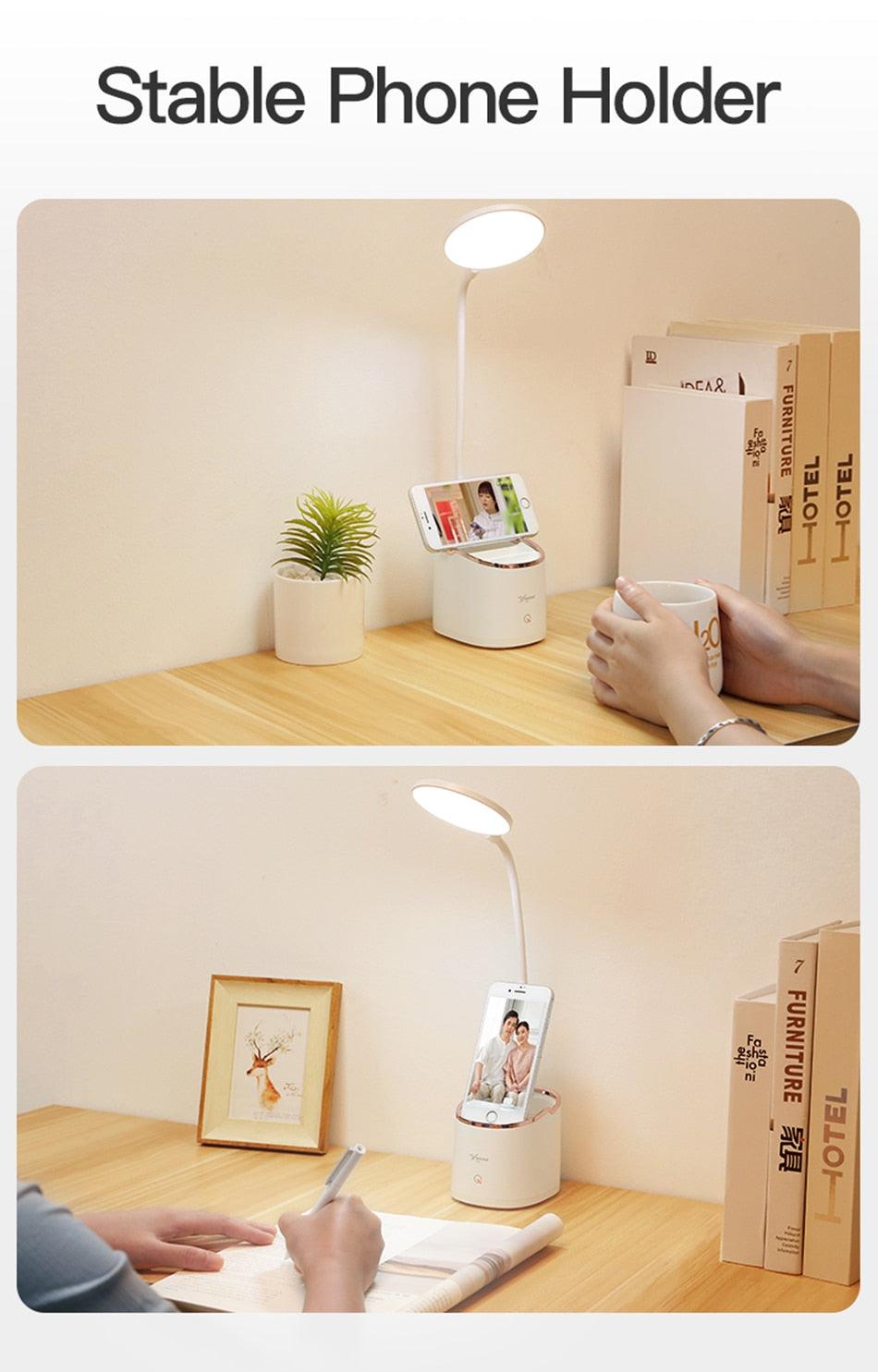 Rechargeable Table Lamp Storage Pen Holder Lamps Table 18 PCS LED Touch Table Lamp USB Hose Phone Stand Student Desk Lamp Decorative Table Lamp Cute Study Lamps for Bedroom Décor