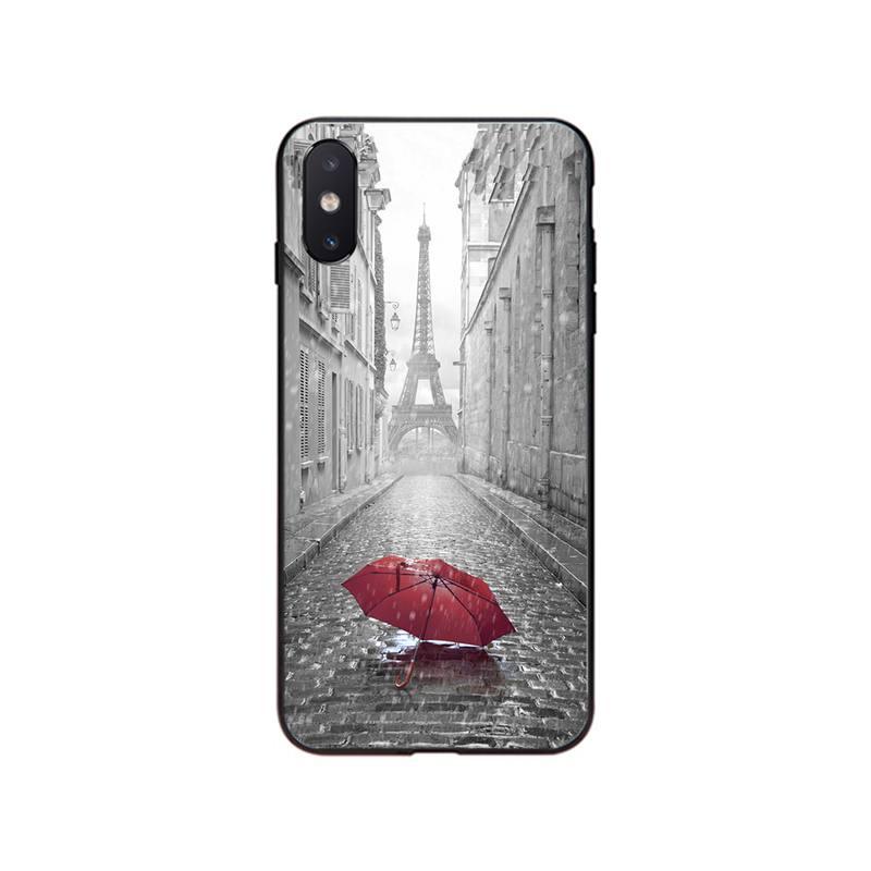 Red Umbrella in Paris London Eiffel Tower New york Phone Case For iphone 14 13 12 11 Pro Max 12 mini XS MAX XR 8 7 Plus X Case Shockproof Soft Rubber Full Protective Thin Phone Cover Cases Girly for iPhone