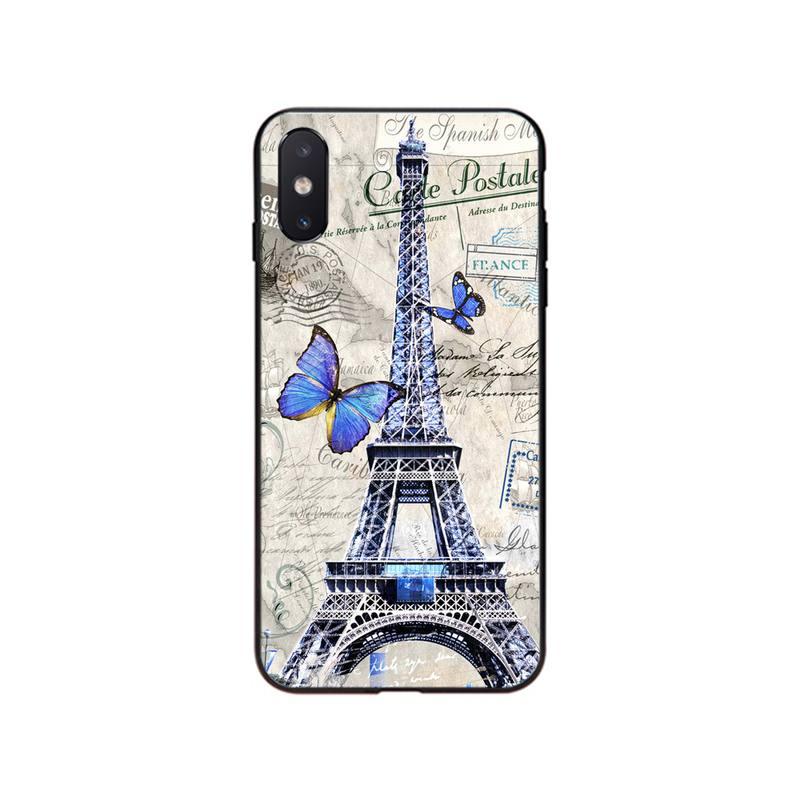Red Umbrella in Paris London Eiffel Tower New york Phone Case For iphone 14 13 12 11 Pro Max 12 mini XS MAX XR 8 7 Plus X Case Shockproof Soft Rubber Full Protective Thin Phone Cover Cases Girly for iPhone