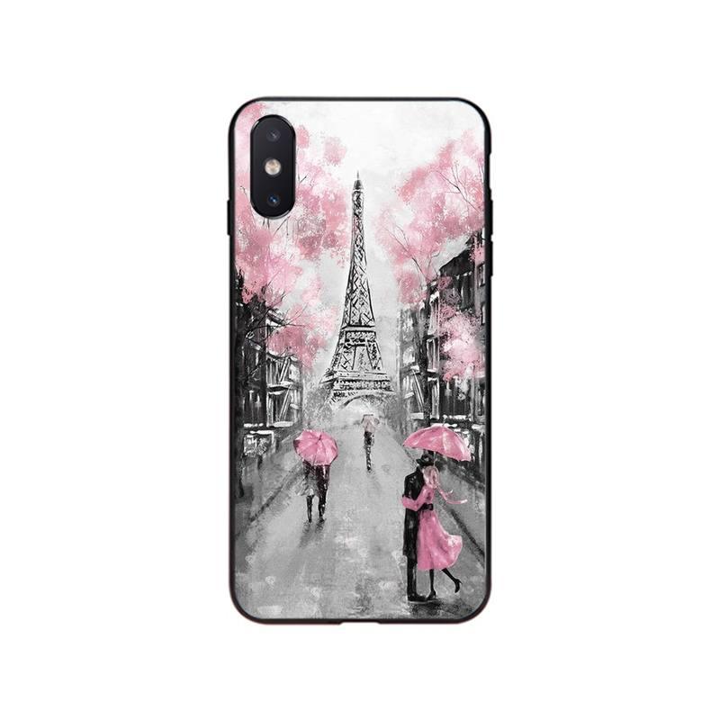Red Umbrella in Paris London Eiffel Tower New york Phone Case For iphone 14 13 12 11 Pro Max 12 mini XS MAX XR 8 7 Plus X Case Shockproof Soft Rubber Full Protective Thin Phone Cover Cases Girly for iPhone