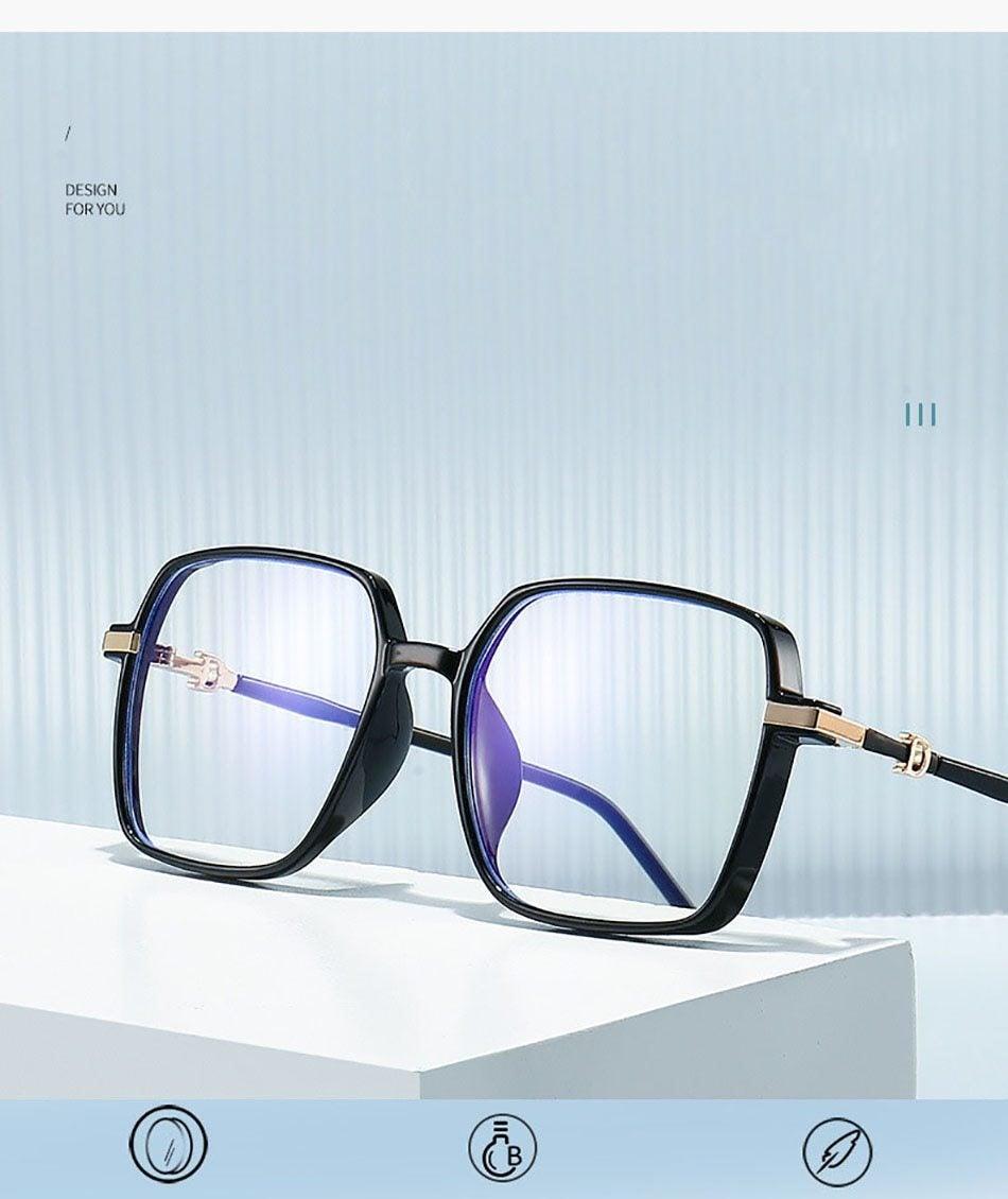 Reflect And Filter Blue Light Stylish Ultralight TR90 Anti Blue Light Reading Glasses For Men And Women Frame Transparent Square Oversize Eyeglasses Unisex Glasses