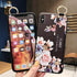 Rose Flowers Wrist Strap Phone Cases For iPhone 13 12 11 14 pro MAX X XR XS MAX 7 8 Plus Cover  Hand Band Cases Soft Full Protection Slim Colorful Protective Phone Case For iPhone