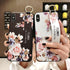 Rose Flowers Wrist Strap Phone Cases For iPhone 13 12 11 14 pro MAX X XR XS MAX 7 8 Plus Cover  Hand Band Cases Soft Full Protection Slim Colorful Protective Phone Case For iPhone