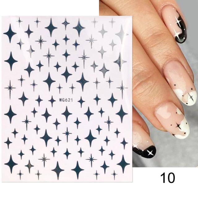 Rose Gold Star 3D Nail Stickers Silver Black White Star Heart Transfer Stickers for Nails DIY Decals Manicures Decoration Tips Nail Art Decals Water Transfer Nail Decals Sticker For Pretty Girl Self-Adhesive Nail Decals Designer Nail Stickers for Acrylic - ALLURELATION - 3D Nail Stickers, 554, beautiful nail, cartoon nail, Decals Manicures, decorate, Decoration Tips, Designer, Designer Nail, Manicures, Nail Art, Nail Stickers, Self-Adhesive Nail, Stickers - Stevvex.com