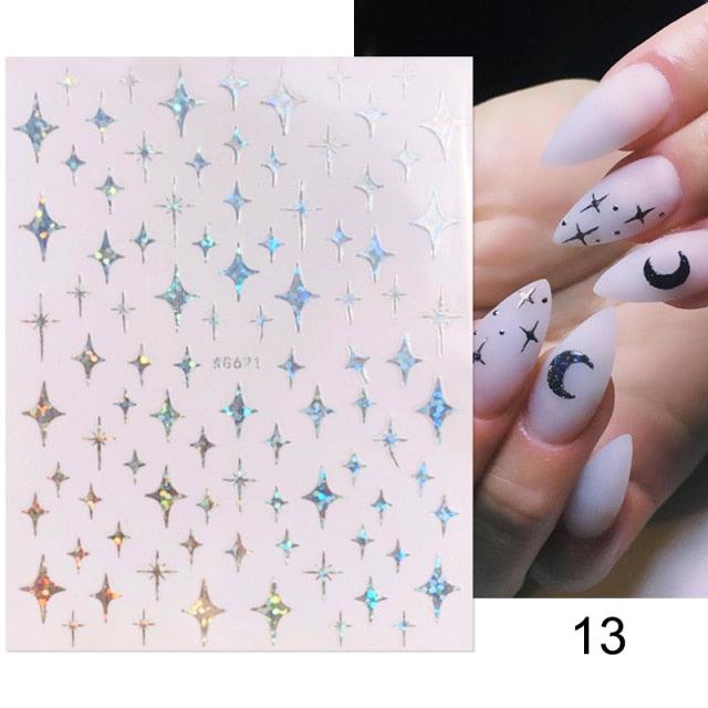 Rose Gold Star 3D Nail Stickers Silver Black White Star Heart Transfer Stickers for Nails DIY Decals Manicures Decoration Tips Nail Art Decals Water Transfer Nail Decals Sticker For Pretty Girl Self-Adhesive Nail Decals Designer Nail Stickers for Acrylic - ALLURELATION - 3D Nail Stickers, 554, beautiful nail, cartoon nail, Decals Manicures, decorate, Decoration Tips, Designer, Designer Nail, Manicures, Nail Art, Nail Stickers, Self-Adhesive Nail, Stickers - Stevvex.com