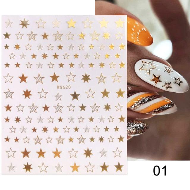 Rose Gold Star 3D Nail Stickers Silver Black White Star Heart Transfer Stickers for Nails DIY Decals Manicures Decoration Tips Nail Art Decals Water Transfer Nail Decals Sticker For Pretty Girl Self-Adhesive Nail Decals Designer Nail Stickers for Acrylic - ALLURELATION - 3D Nail Stickers, 554, beautiful nail, cartoon nail, Decals Manicures, decorate, Decoration Tips, Designer, Designer Nail, Manicures, Nail Art, Nail Stickers, Self-Adhesive Nail, Stickers - Stevvex.com