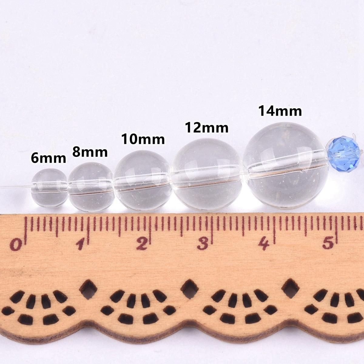 Round Glossy Crystal Glass Loose Beads For Jewelry Making Crafts Findings Transparent Colorful Acrylic Round Beads for Bracelets Jewelry Making and Crafts Accessories