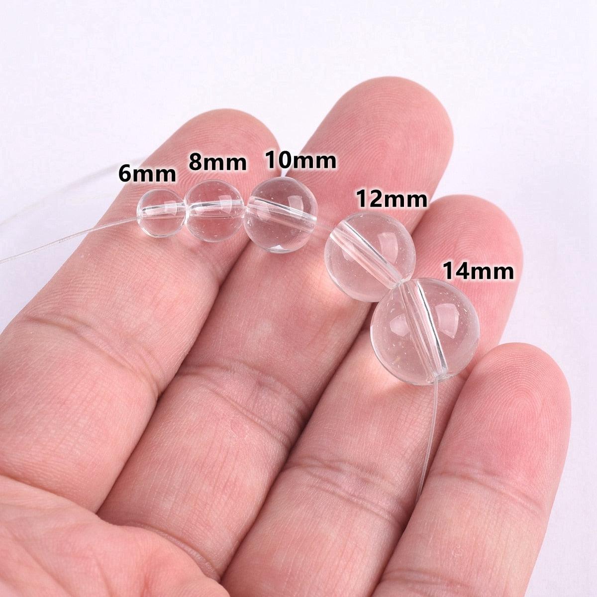 Round Glossy Crystal Glass Loose Beads For Jewelry Making Crafts Findings Transparent Colorful Acrylic Round Beads for Bracelets Jewelry Making and Crafts Accessories